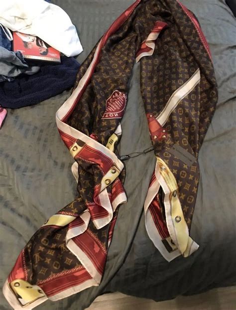 how to wear louis vuitton silk scarf|genuine louis vuitton scarf.